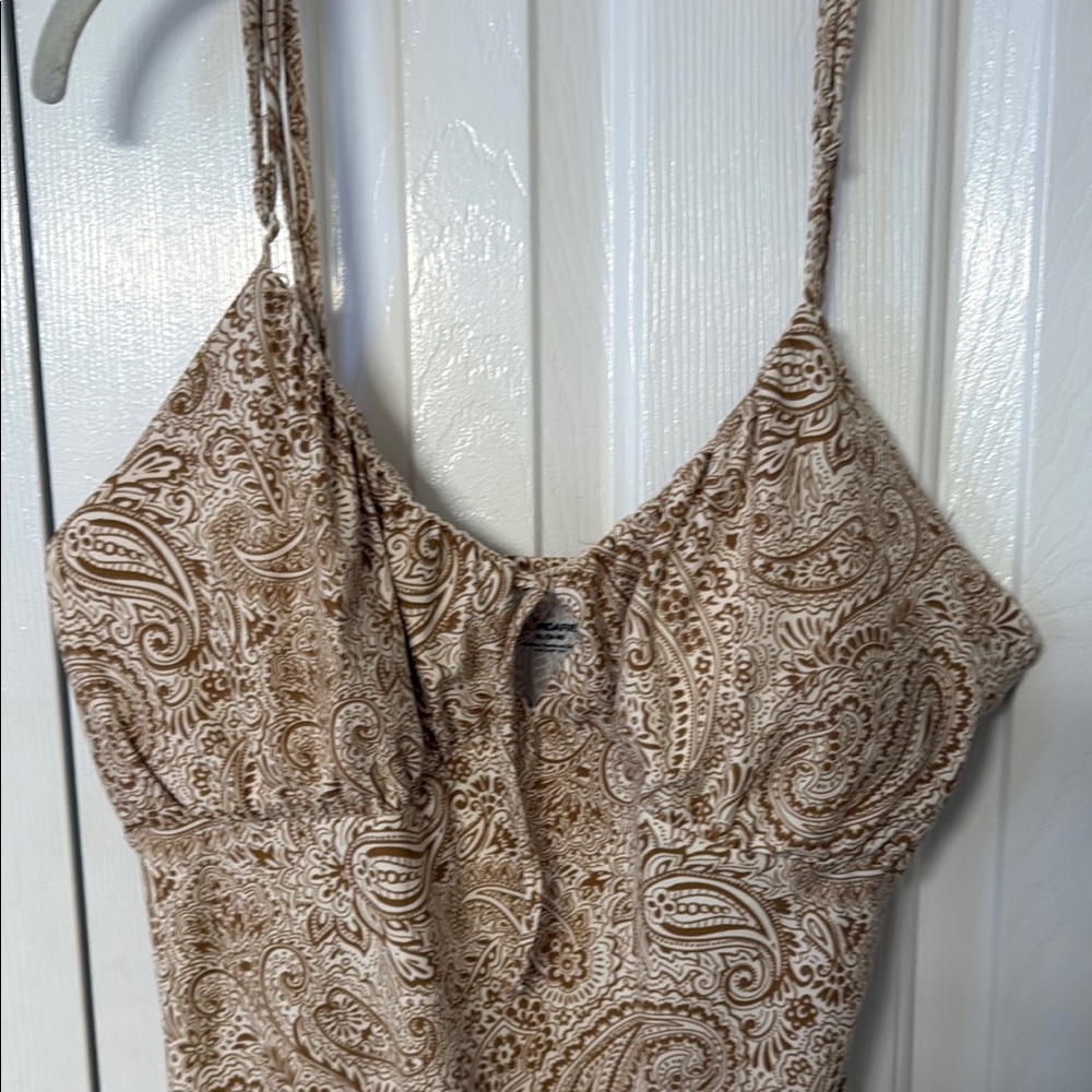 No Boundaries Tan Paisley Midi Dress - Picture 3 of 5